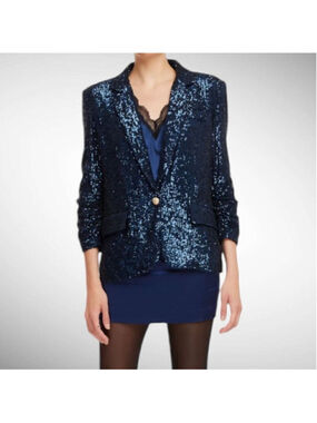 Generation Love Avery Sequin Blazer in Navy Size M